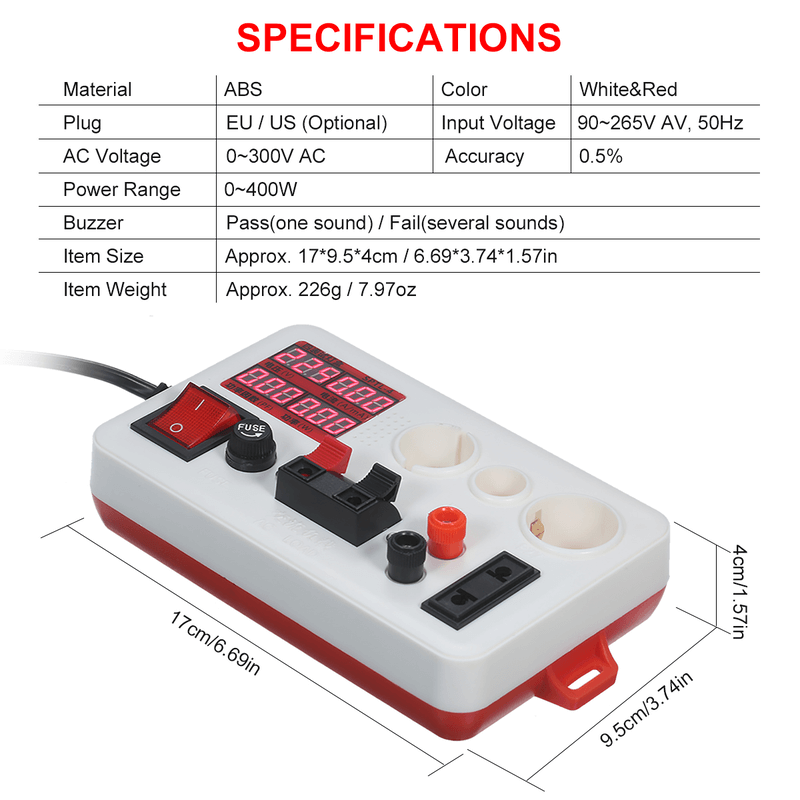 Circuit testing device led power tester