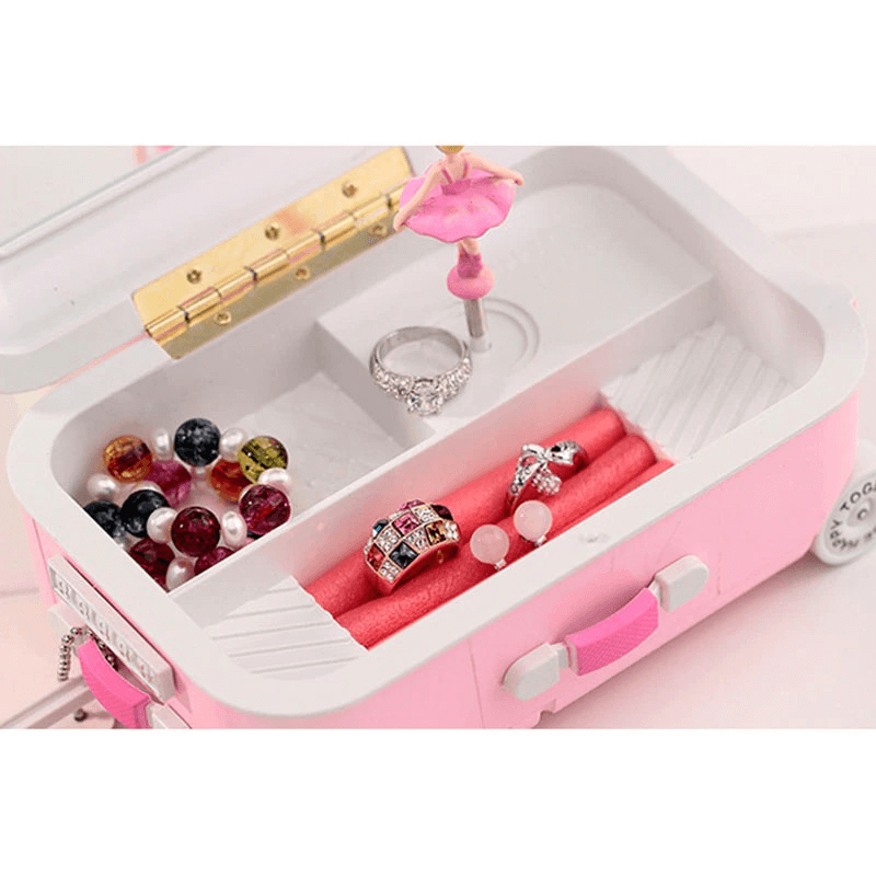 Suitcase style music box with ballerina girl