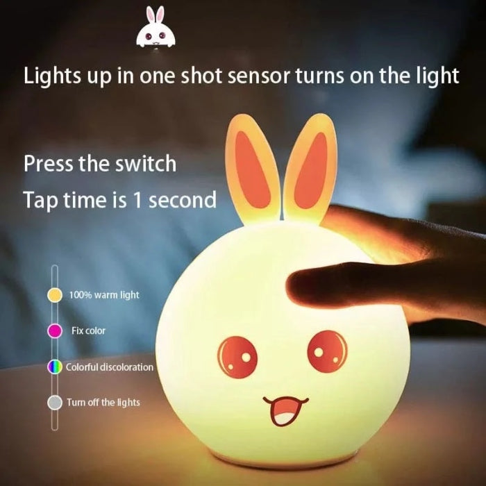 Cute rabbit silicone led night light