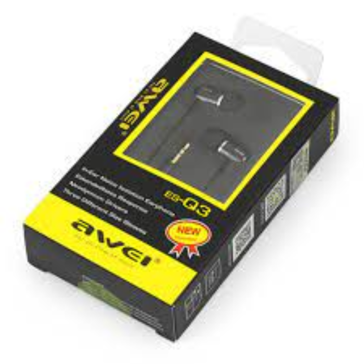 Awei es-q3 3.5mm wired earphone  black super bass