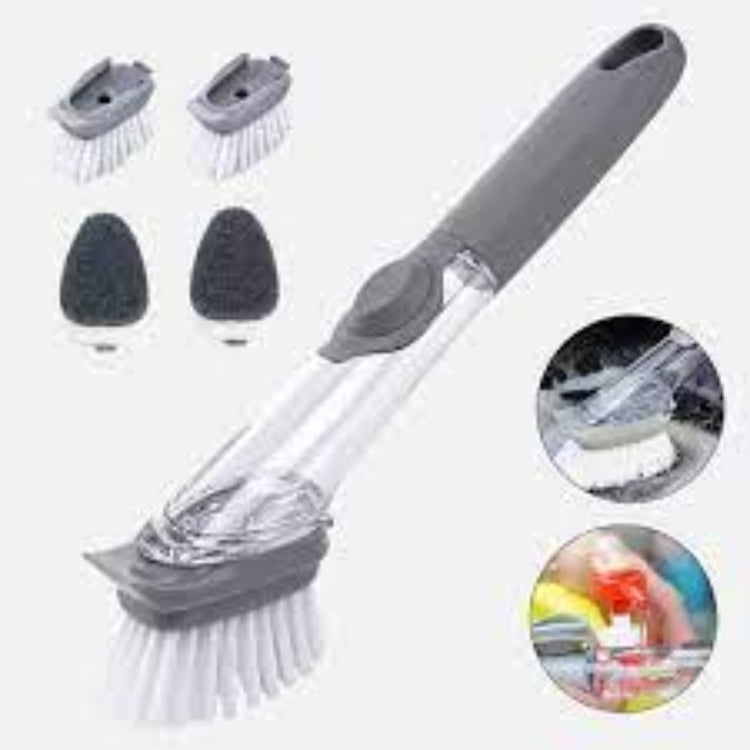Automatically add cleaner decontamination cleaning brush