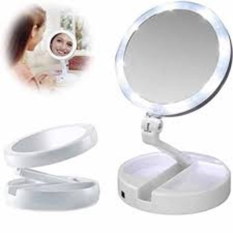 Foldable led lights makeup mirror