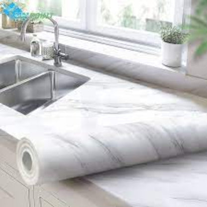 Self adhesive furniture sticker (white marble)