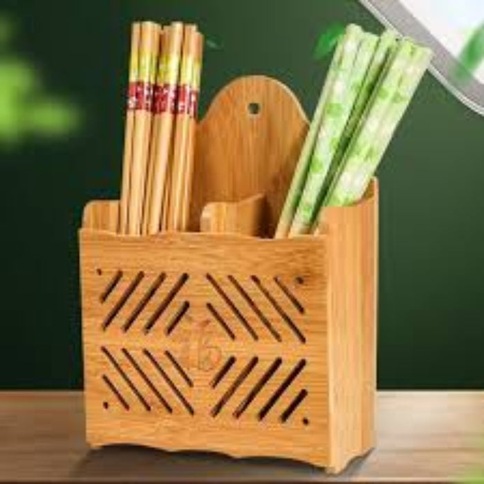 3 section wooden chopsticks holder