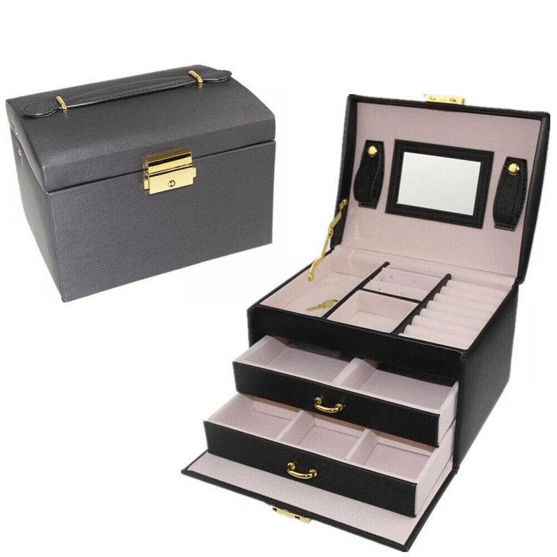 Generic 3 layers leather jewelry box 