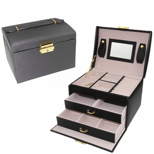 Generic 3 layers leather jewelry box 