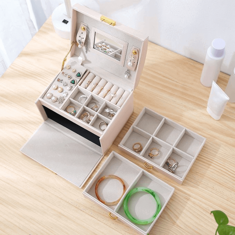 Generic 3 layers leather jewelry box