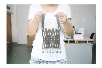 Stainless steel door behind hanger