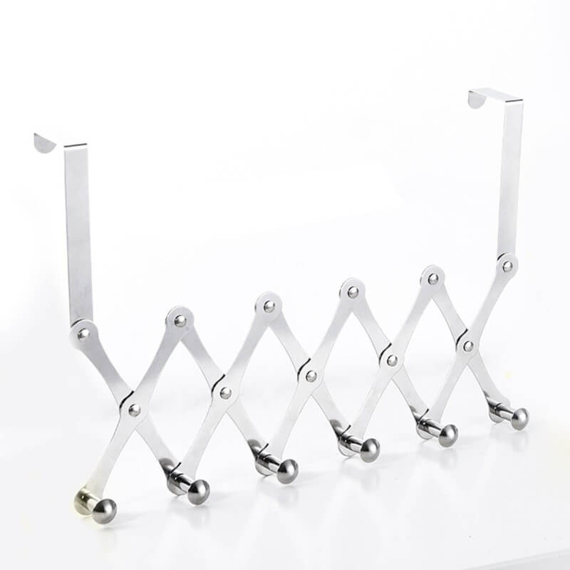 Stainless steel door behind hanger