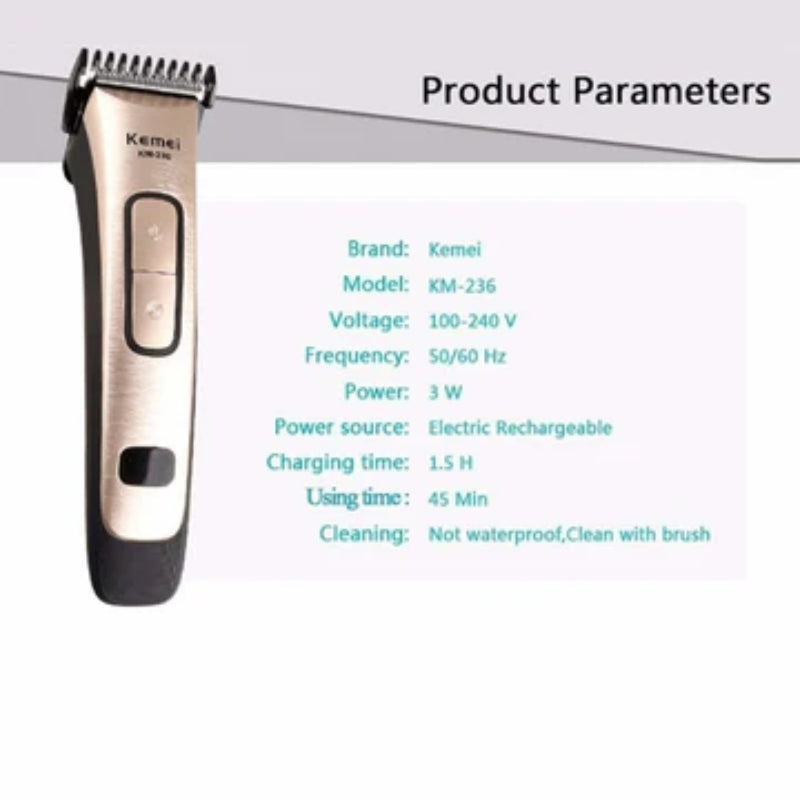 Kemei km-236 professional rechargeable barber hair cutting