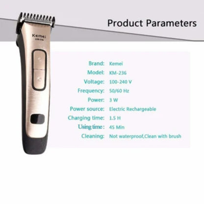 Kemei km-236 professional rechargeable barber hair cutting