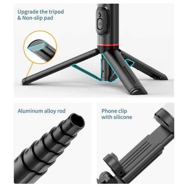 Selfie stick with fill light and tripod