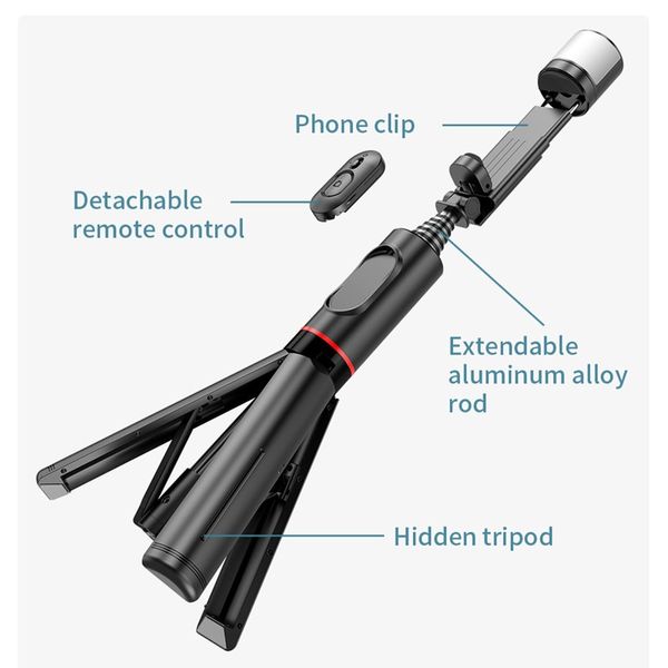 Selfie stick with fill light and tripod