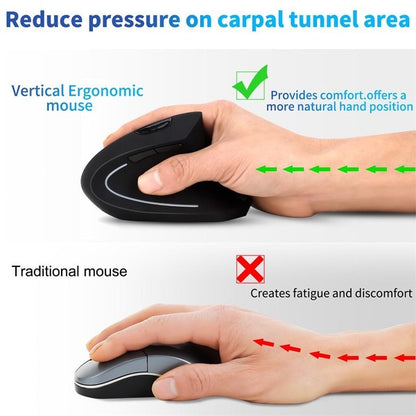 Ergonomic wireless vertical mouse rechargeable built in battery
