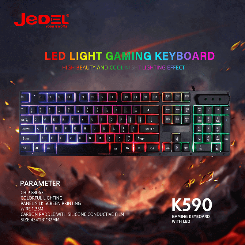 Jedel usb gaming keyboard led backlight k590