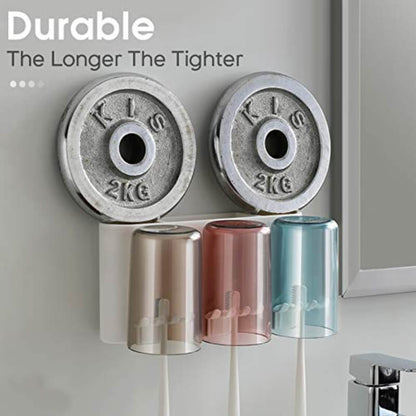 3 Cups Toothbrush holder with Toothpaste Dispenser-Squeezer