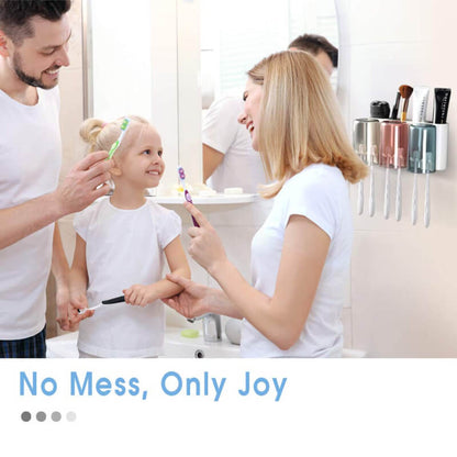 3 Cups Toothbrush holder with Toothpaste Dispenser-Squeezer