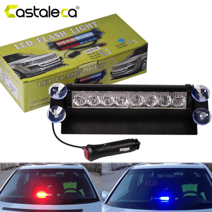 8 led red blue police flash light for dashboard