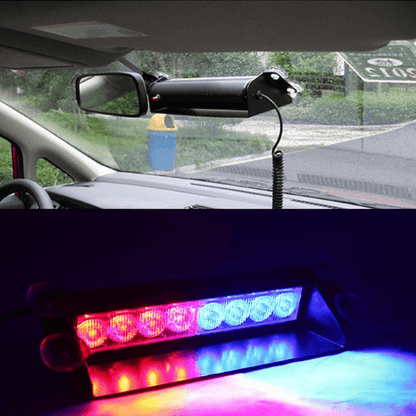 8 led red blue police flash light for dashboard