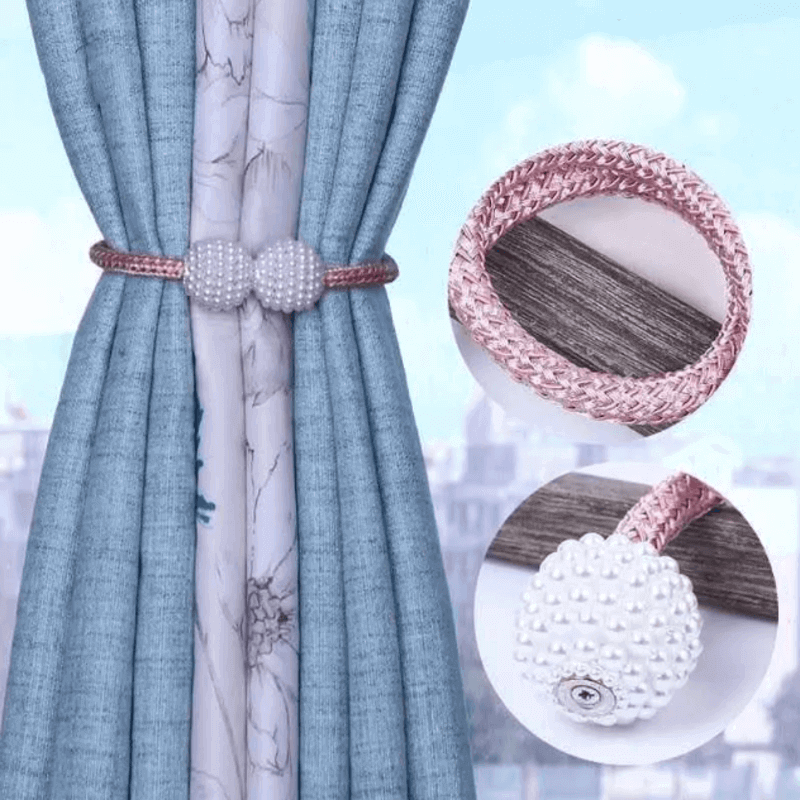 2 pcs magnetic pearl curtain buckle clip