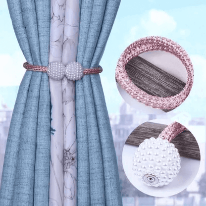 2 pcs magnetic pearl curtain buckle clip