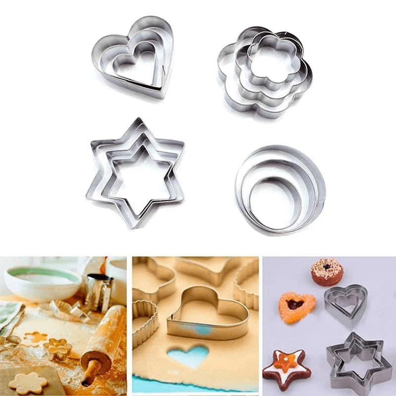 12 pcs stainless steel cookie cutters
