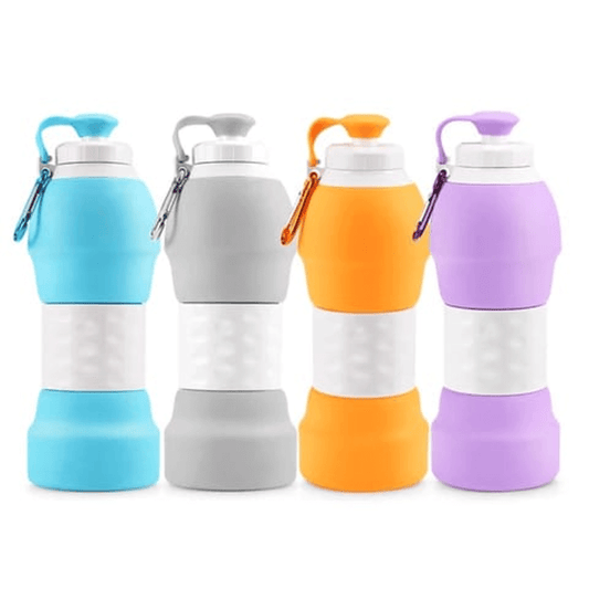 Collapsible silicone water bottle leakproof