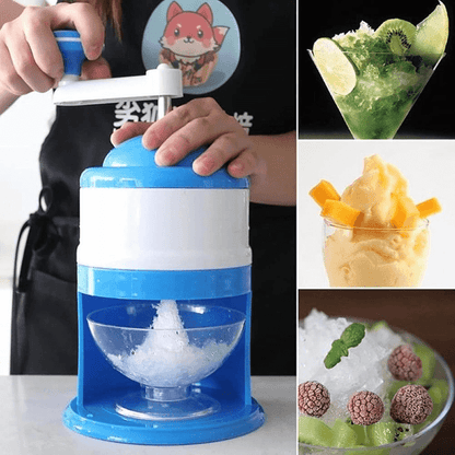 Hand crank ice crusher snow cone maker machine