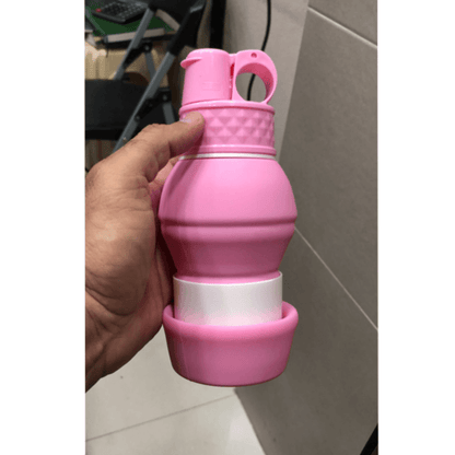 Collapsible silicone water bottle leakproof