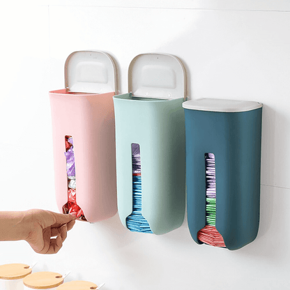 Self adhesive plastic shopping bag holder