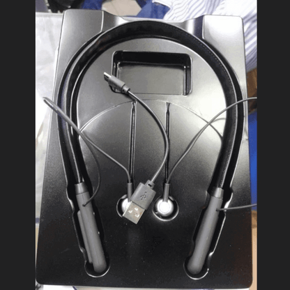 Wireless earphone leather neck band v34