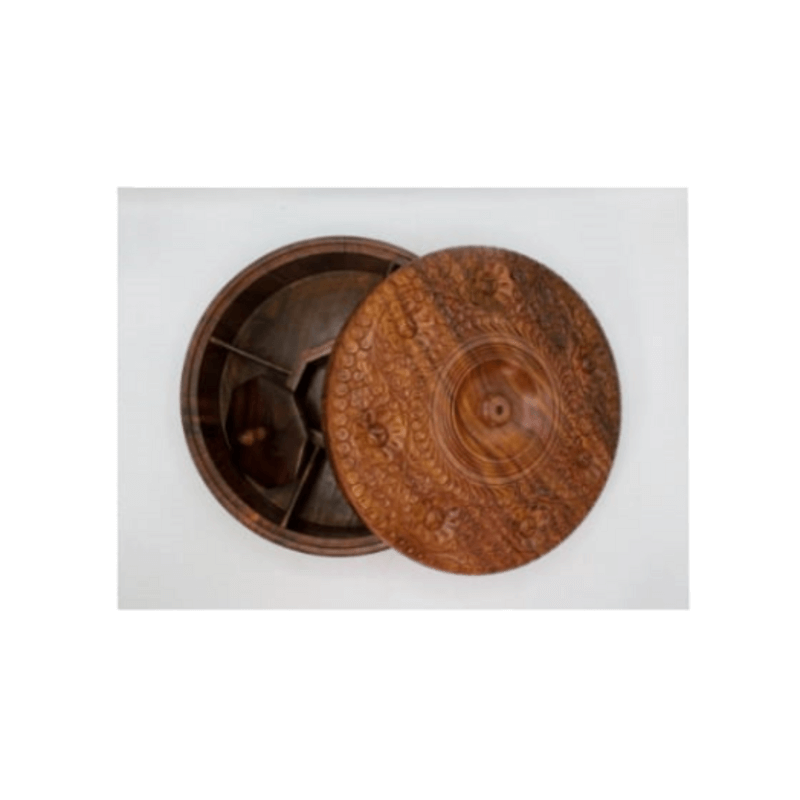 Sheesham wood dry fruit tray with lid