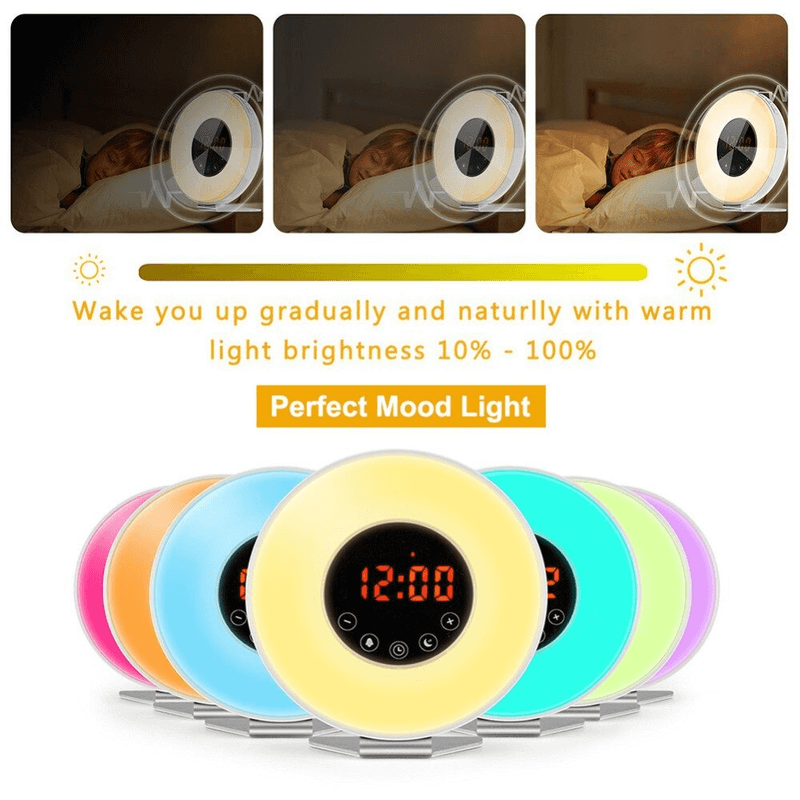 Wake up light alarm clock with fm radio