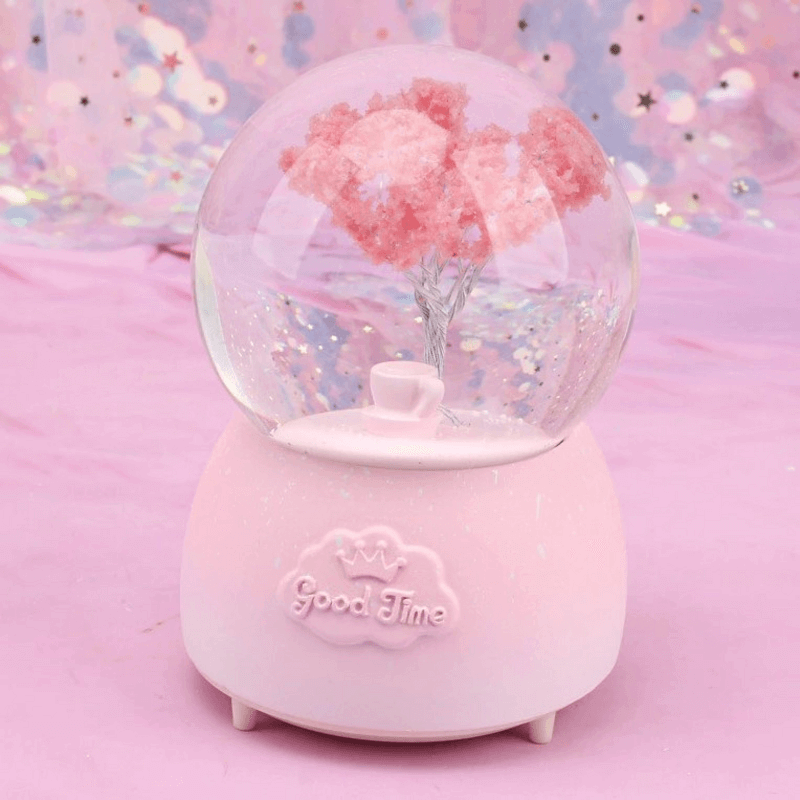 Crystal snow ball music box desk decor