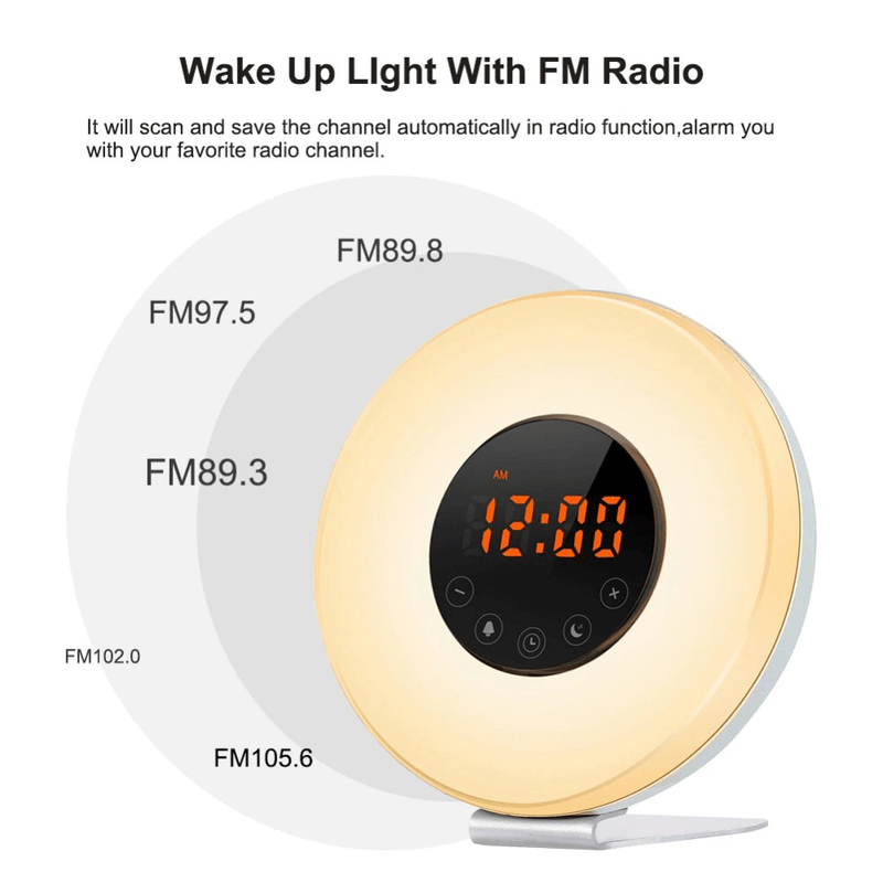 Wake up light alarm clock with fm radio