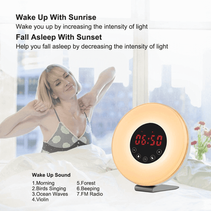 Wake up light alarm clock with fm radio