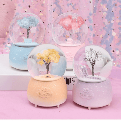 Crystal snow ball music box desk decor