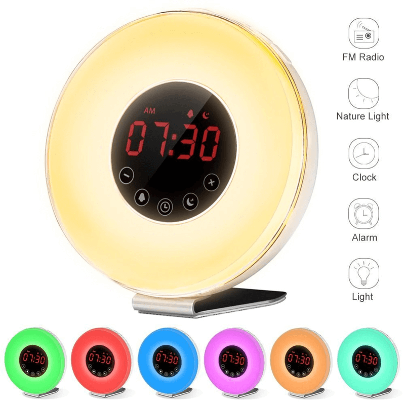 Wake up light alarm clock with fm radio
