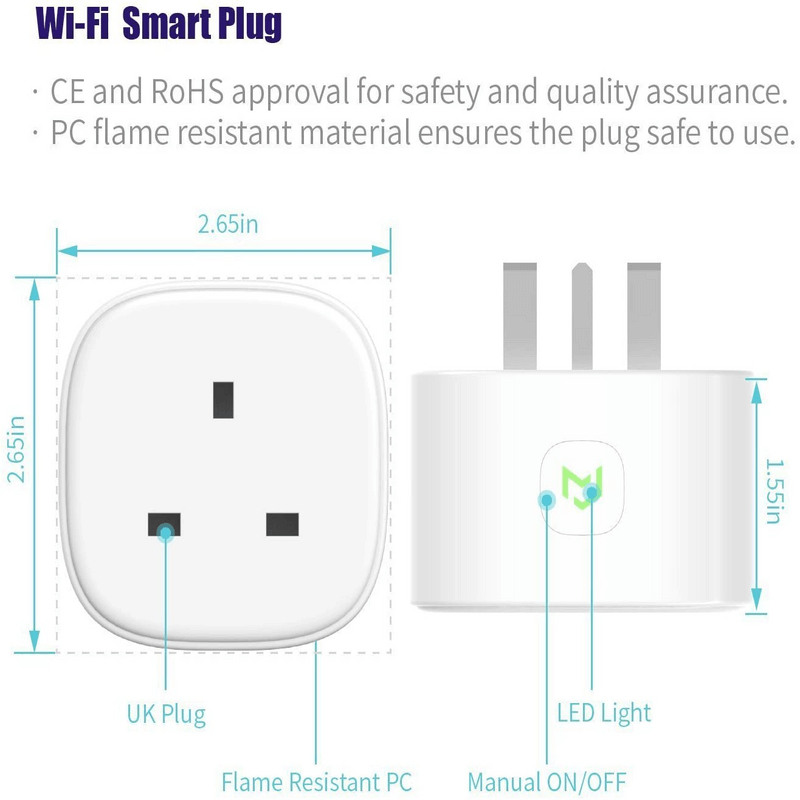 Pack of 2 meross smart wifi socket plugs mss210