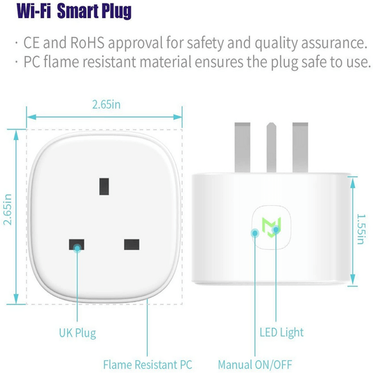 Pack of 2 meross smart wifi socket plugs mss210