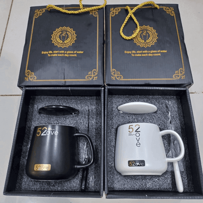 Ceramic mug with lid and spoon