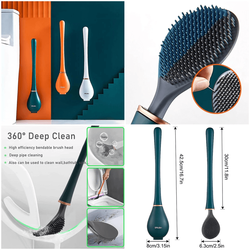 Silicone water drop toilet brush and holder set
