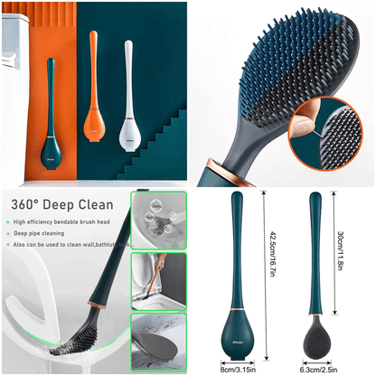 Silicone water drop toilet brush and holder set