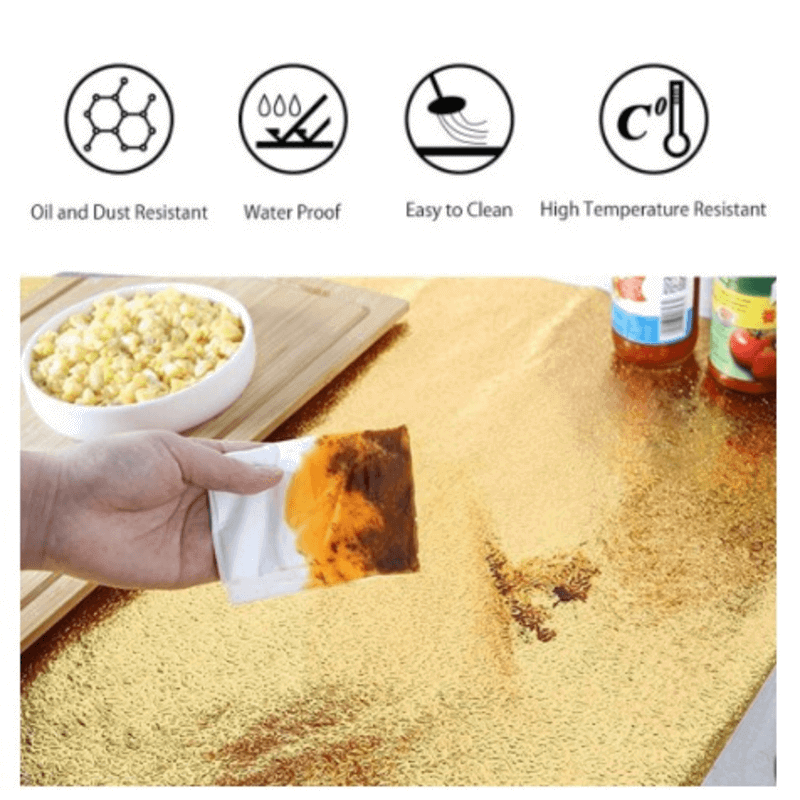 60 x 100cm oil proof stickers for kitchen aluminum golden