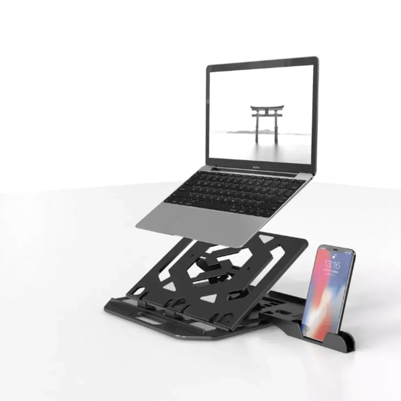 Rotatable laptop stand with phone holder