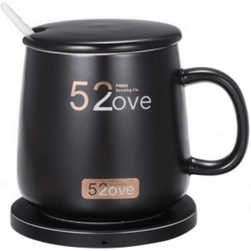 Ceramic mug with lid and spoon