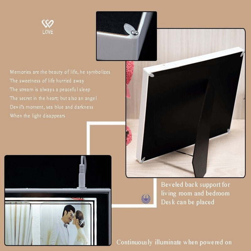 Photo frame usb led display stand