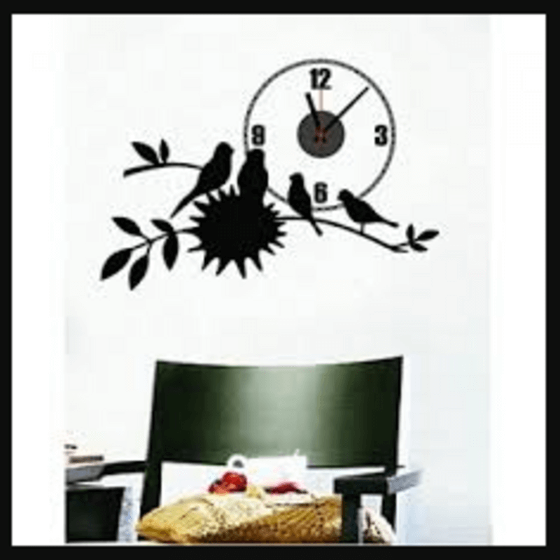 bird-nest-wall-clock-black