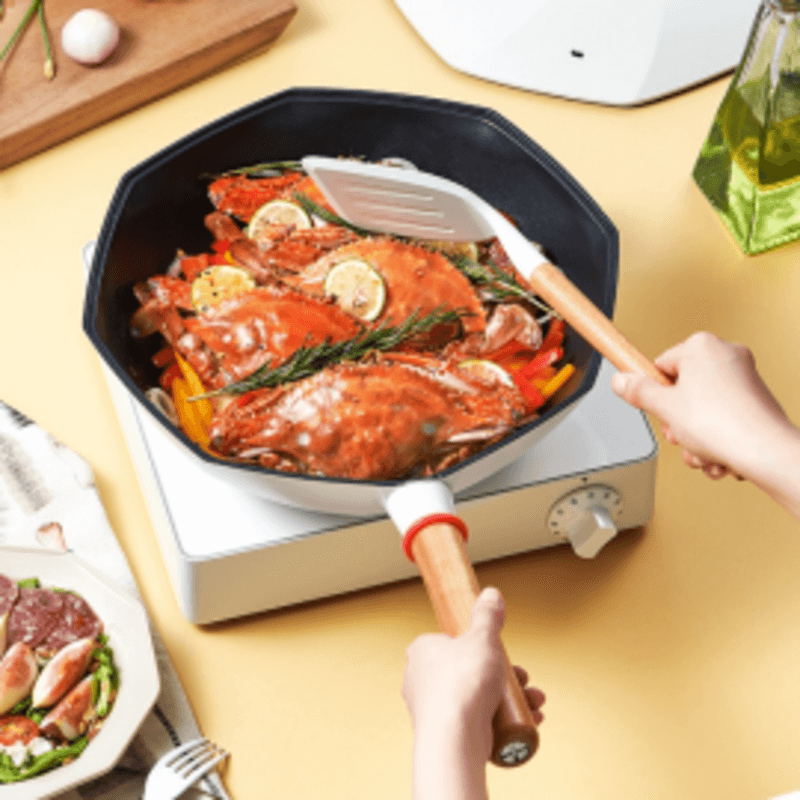 non-stick-korean-anise-octagonal-shape-skillet-with-lid-and-wood